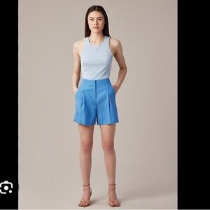 Hudson North Linen Electric Blue High Waist Pleated Shorts